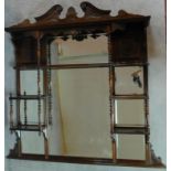 A Victorian carved walnut overmantel mirror with original bevelled plates. H.142 W.149 D.20cm