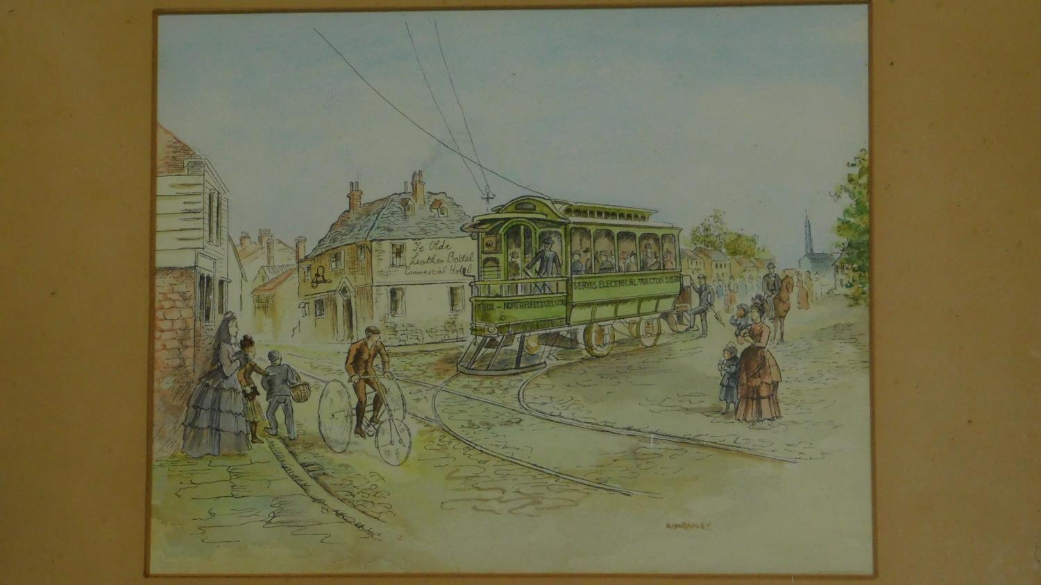 A 19th century framed and glazed watercolour country landscape and a framed pen and ink drawing. - Image 2 of 7