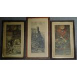 A pair of late 19th century framed and glazed prints "Goldfish" and "Oriental Colours" and a 19th