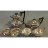 A four piece silver plated tea and coffee set and a pair of Elkington cream jugs. 23x19cm (largest)