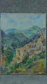 An unframed oil on canvas, Sardinian landscape, signed J C Michel 69. 61x46cm