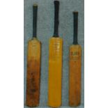 A Stuart Surridge Neil Harvey signed cricket bat, another bat signed by C.H.T. Barraclough and