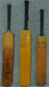 A Stuart Surridge Neil Harvey signed cricket bat, another bat signed by C.H.T. Barraclough and