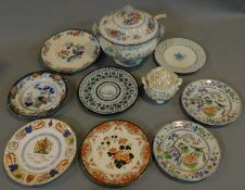 A 19th century Staffordshire ironstone tureen and cover (associated ladle) and various other