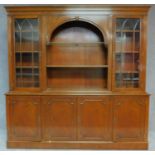 A Georgian style mahogany two section library bookcase with upper glazed section above base fitted