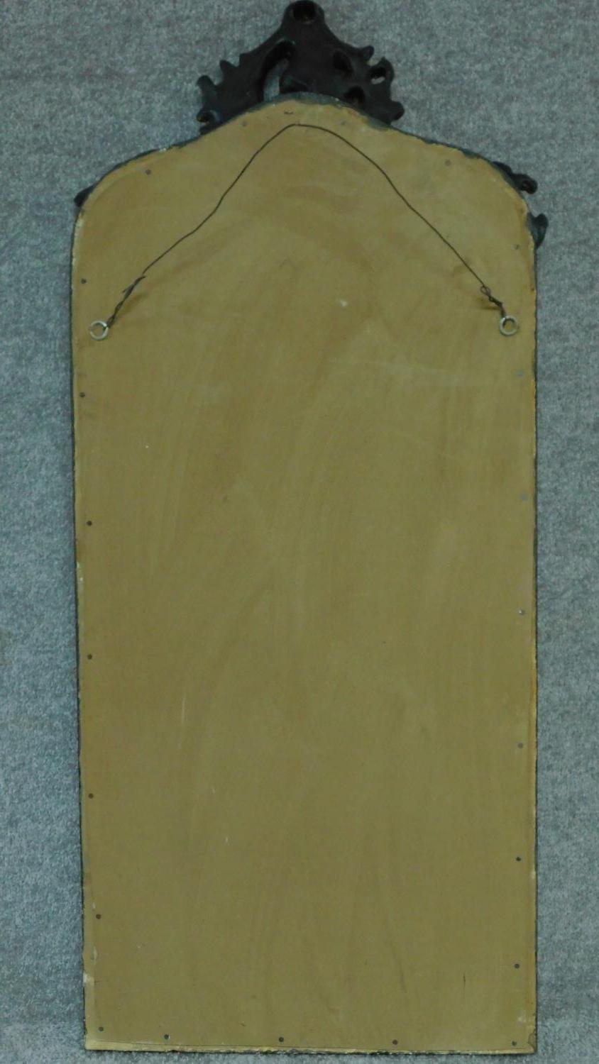 A rococo style gilt and ebonised pier mirror. 115x52cm - Image 4 of 4