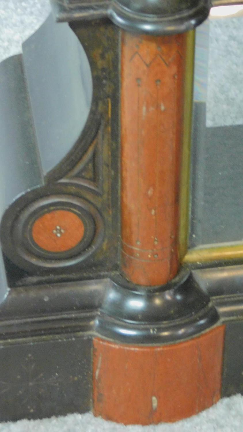 Two Victorian black slate and marble clock cases. H.50cm (tallest) - Image 4 of 5