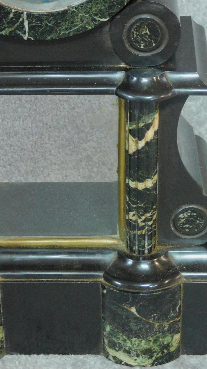 Two Victorian black slate and marble clock cases. H.50cm (tallest) - Image 5 of 5