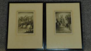 Two framed and glazed etchings, each signed by the artist. 40x30cm