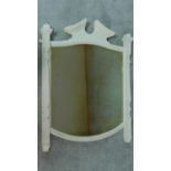 A white painted overmantel mirror. 91x72cm