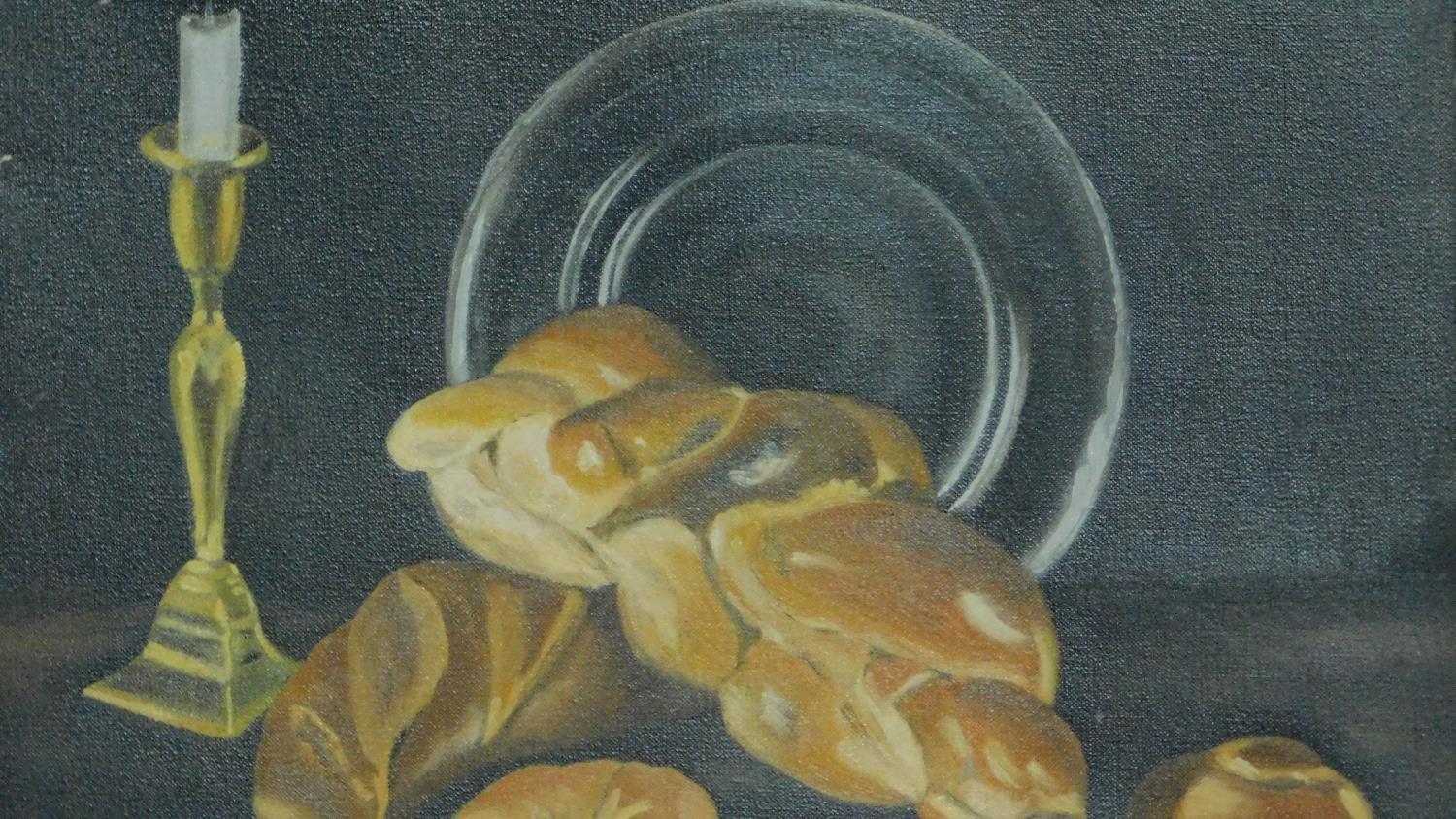 A collection of three oils on board, still life. 57x46cm - Image 3 of 5