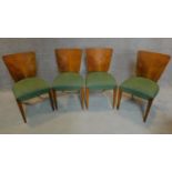 A set of four Art Deco burr walnut dining chairs. H.82cm