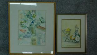 Two framed and glazed watercolours, still life. 56x49cm (largest)