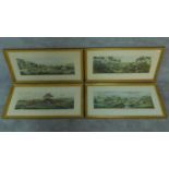 A set of four gilt framed and glazed hunting prints. 43x87cm