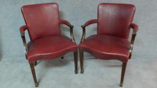 A pair of Georgian style mahogany armchairs. H.88cm