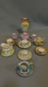 A miscellaneous collection of Victorian and later porcelain, vase, cups, saucers etc.