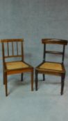 A early 19th century Cape Stinkwood dining chair with caned seat and a similar