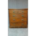 A Victorian walnut chest of 2 short over three long drawers fitted original brass handles. H.118 W.