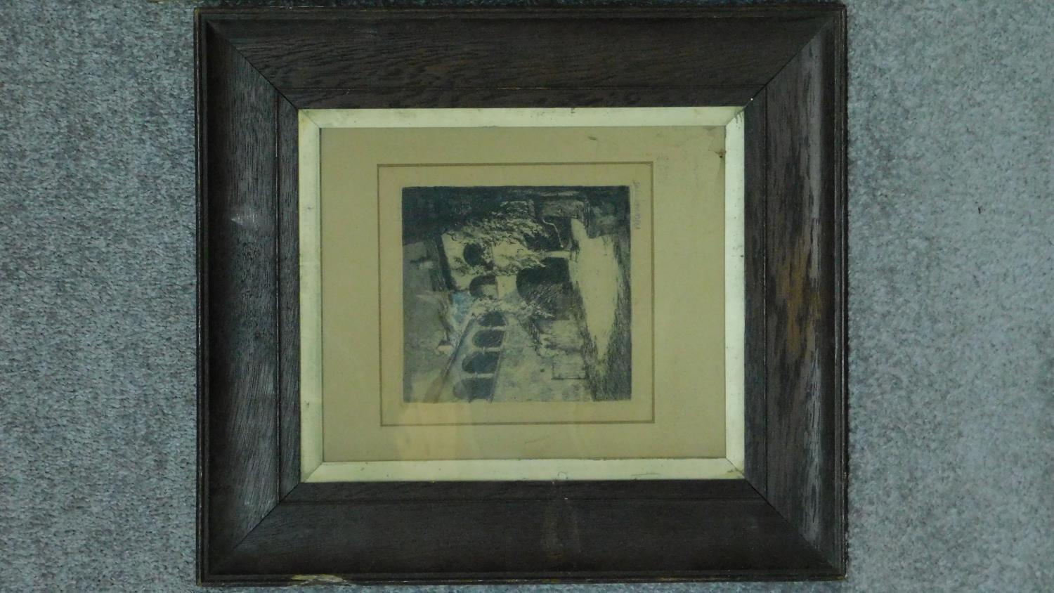 A 19th century framed and glazed etching, signed and a framed watercolour, Italian landscape. - Image 4 of 8