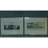 A pair of framed and glazed prints of interior designs. 61x82cm