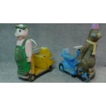 Two vintage 1960's fibreglass children's cartoon carousel cars. H.105cm