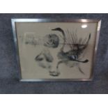 Sir Sidney Nolan signed lithograph, Leda and the Swan series, 95/125, signed Nolan. 65 x 51 cm
