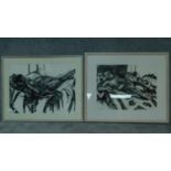 Two framed and glazed charcoal nude studies, monogrammed G H - 78x92 (largest)