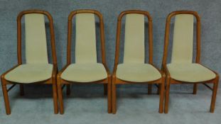 A set of four Benny Linden teak framed dining chairs. H.102cm