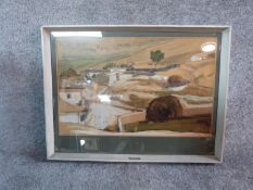 Signed watercolour painting by Rodica Maniu Mützner of rural scene, 43 x 55.5 cm.