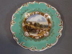 Derby 'Named View' armorial dessert plate.'Haddon Hall'. Artist unknown. c.1810. 23cm.