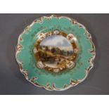 Derby 'Named View' armorial dessert plate.'Haddon Hall'. Artist unknown. c.1810. 23cm.