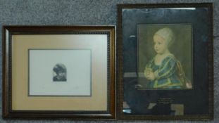 Two framed and glazed prints, one depicting an open window with