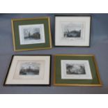 Four hand coloured framed antique engravings of London scenes - Vauxhall Bridge (1836) engraved by H