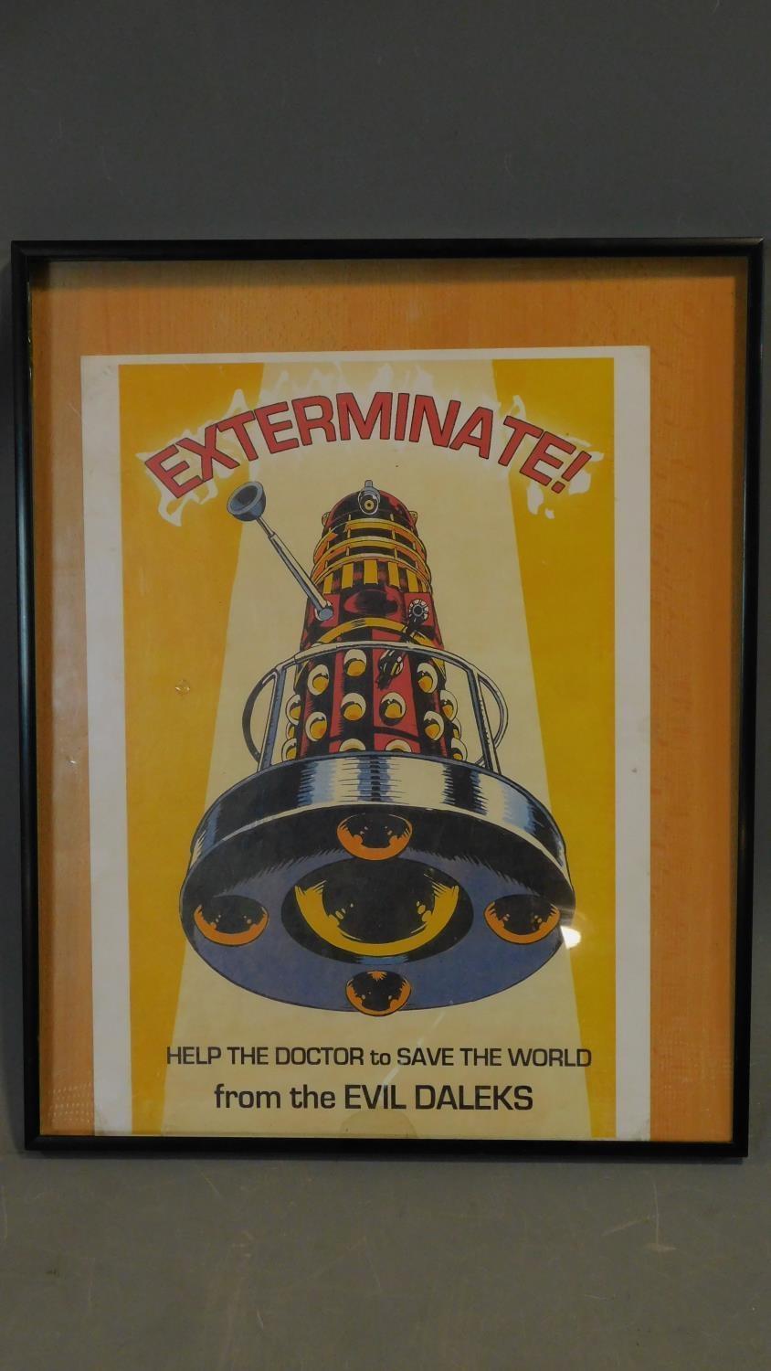 An original Doctor Who poster issuing a clear warning to all about the evil of the daleks. 51x41cm