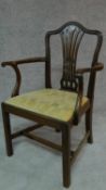 A mahogany Hepplewhite style open armchair. H.98cm