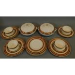 A Loselware part dinner service, dinner plates, side plates, soup bowls, tureens etc.