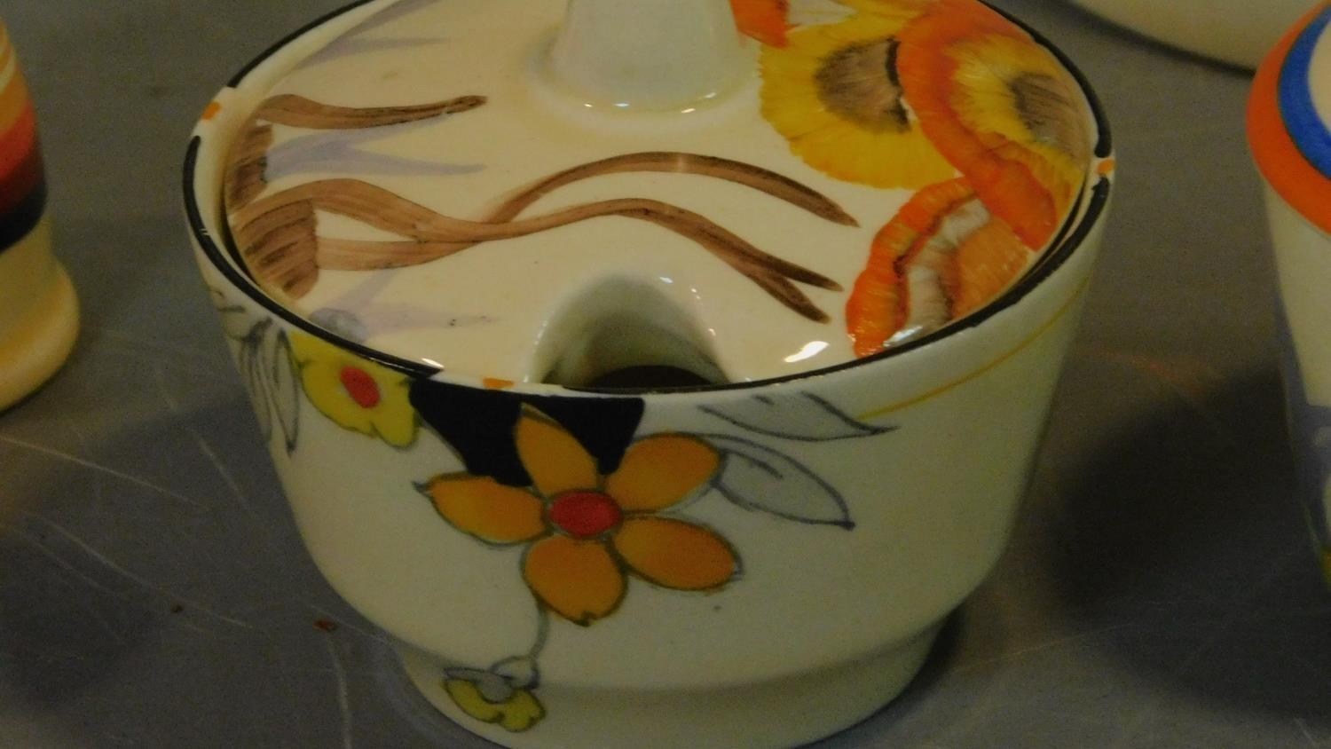 Hand painted ceramics by Clarice Cliff, Bizarre range and Crown Ducal Sunburst range. - Image 4 of 9