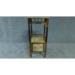 A late 19th century French brass framed and marble pot cupboard. H.74cm W.38cm