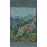 Jean Claude Michel (1947-2008) an unframed oil on canvas, Sardinian landscape, signed J C Michel 69.
