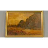 A 19th century oil on panel, country landscape, unsigned. 28x38cm