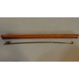 A violin bow in mahogany case. W.73cm