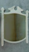 A white painted overmantel mirror. 91x72cm