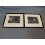 Two antique framed engravings, JF Herring, Painter "The Scanty Meal" - JF Herring Snr - E Hacker,