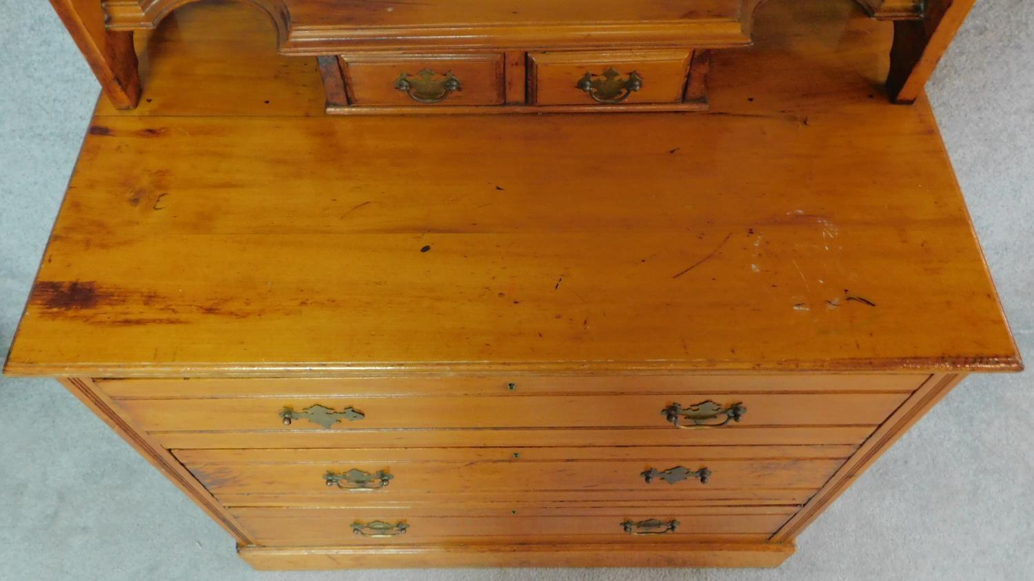 A late Victorian satin walnut dressing chest. H.122 W.92 D.51cm (original mirror but fixings - Image 3 of 5