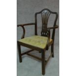 A mahogany Hepplewhite style open armchair. H.98cm