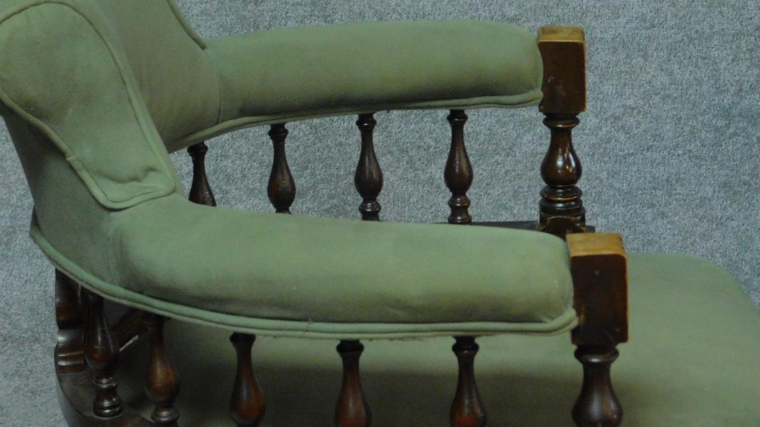 A pair of late 19th century carved and stained beech tub armchairs. H.77cm - Image 6 of 6