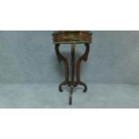 A 19th century oak and ormolu mounted jardiniere stand with metal liner. H.84cm
