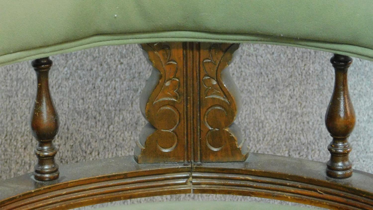 A pair of late 19th century carved and stained beech tub armchairs. H.77cm - Image 3 of 6