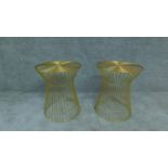 A pair of gilt metal garden stools or occasional tables. H. 45cm D. 38cm