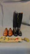 A pair of black leather riding boots by Harry Hall (size 11) a pair of Crockett and Jones brogues.